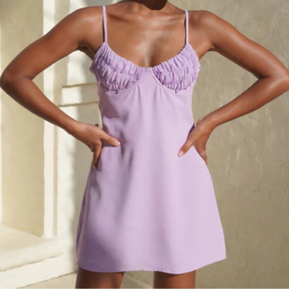 MESHKI - Amelie Shirring Bust Slip Dress - Lilac